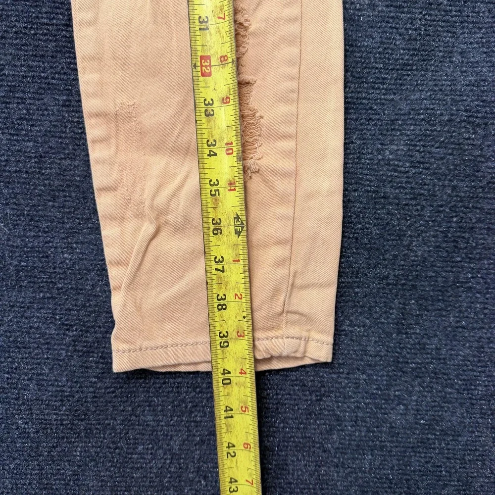 Redfox Jeans Skinny Jeans Womens 9 Beige Distressed Moto Zipper Stretch